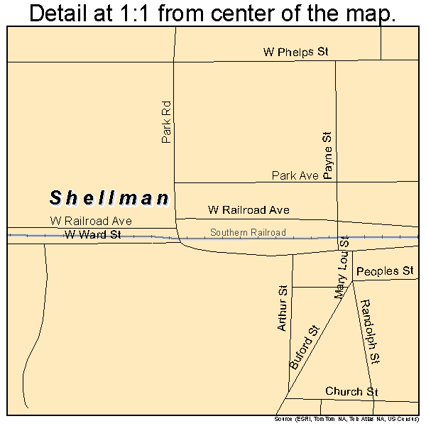 Shellman, Georgia road map detail