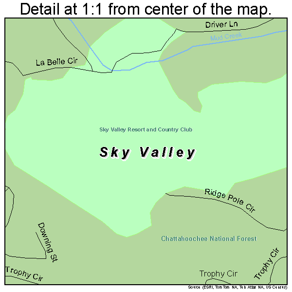 Sky Valley, Georgia road map detail