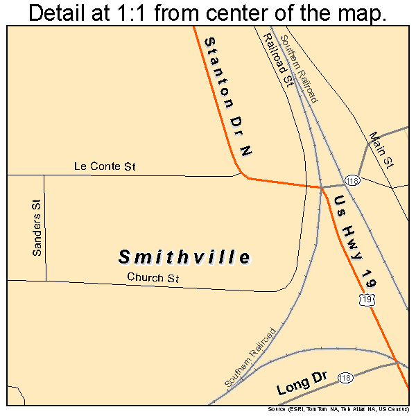 Smithville, Georgia road map detail