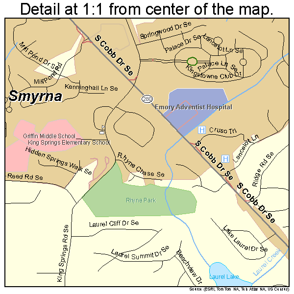 Smyrna, Georgia road map detail