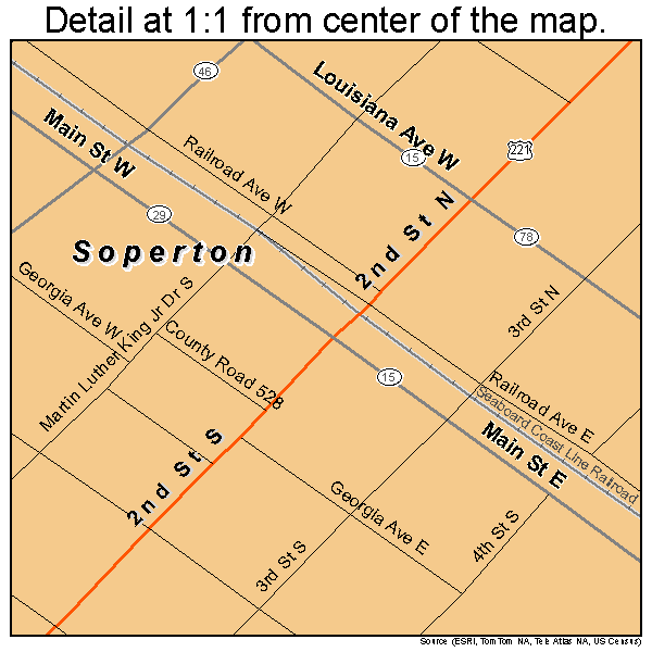 Soperton, Georgia road map detail