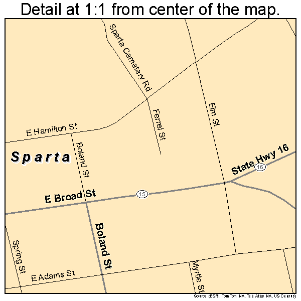 Sparta, Georgia road map detail