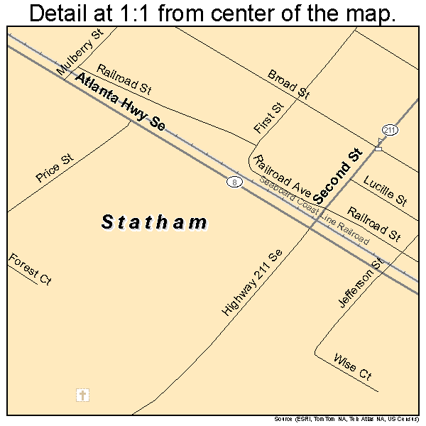 Statham, Georgia road map detail