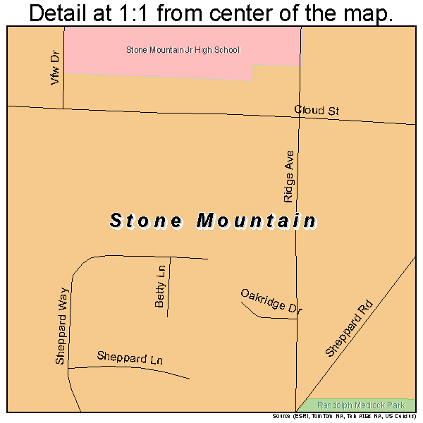 Stone Mountain, Georgia road map detail
