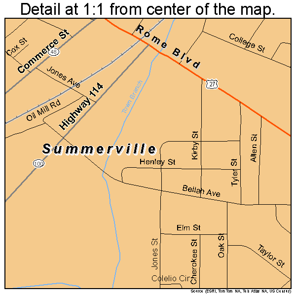 Summerville, Georgia road map detail