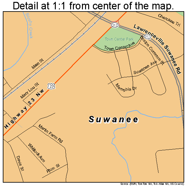 Suwanee, Georgia road map detail