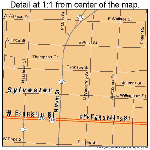 Sylvester, Georgia road map detail