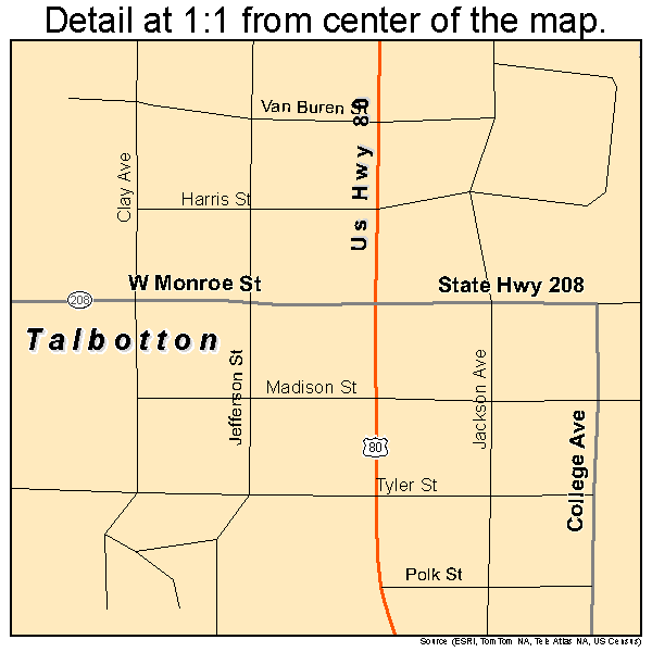 Talbotton, Georgia road map detail
