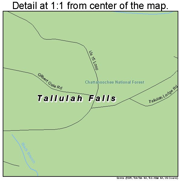 Tallulah Falls, Georgia road map detail