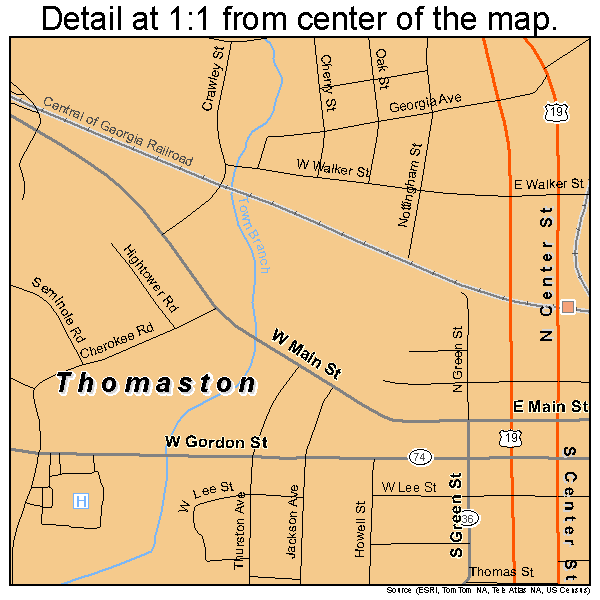Thomaston, Georgia road map detail
