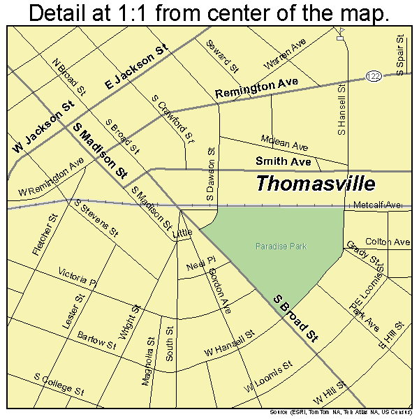 Thomasville, Georgia road map detail