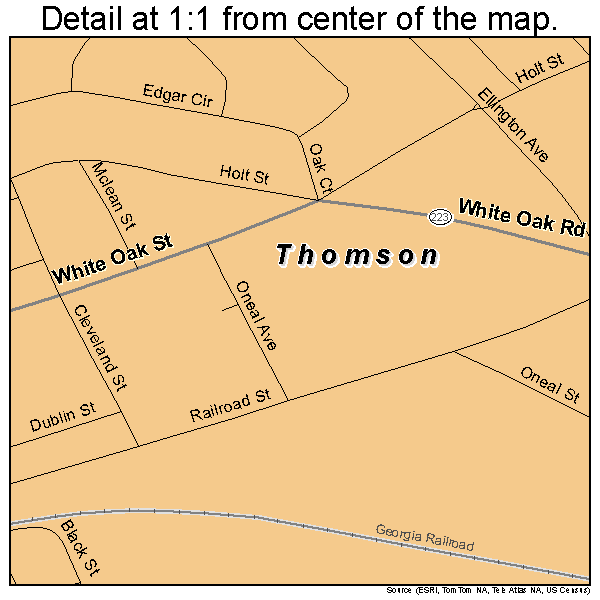 Thomson, Georgia road map detail