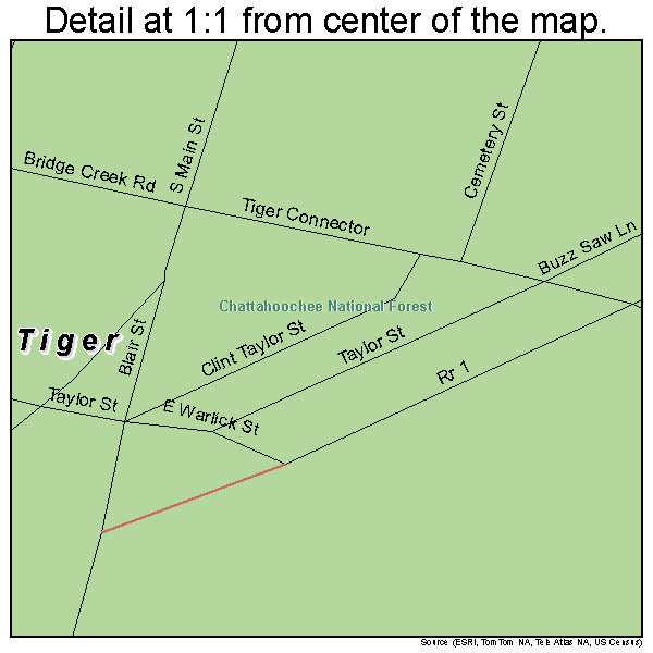 Tiger, Georgia road map detail