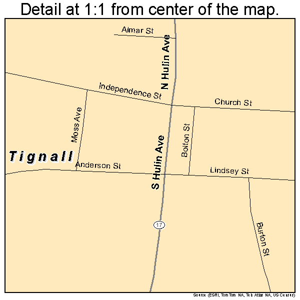 Tignall, Georgia road map detail