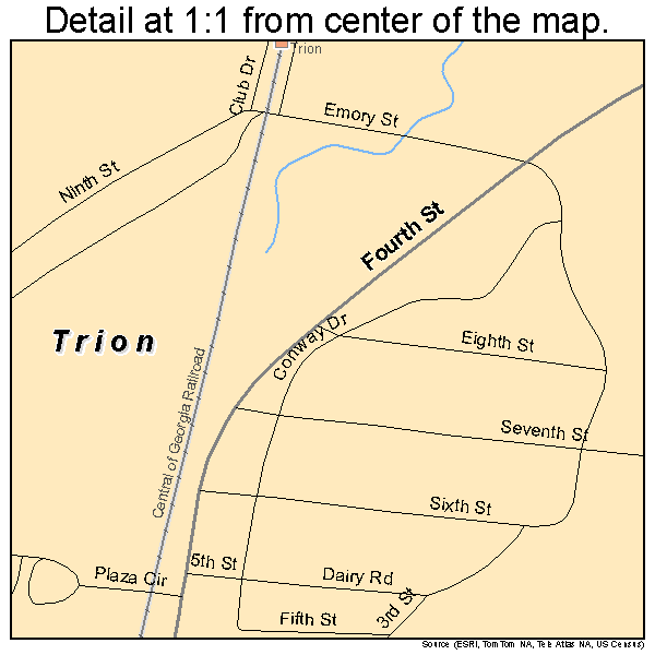 Trion, Georgia road map detail