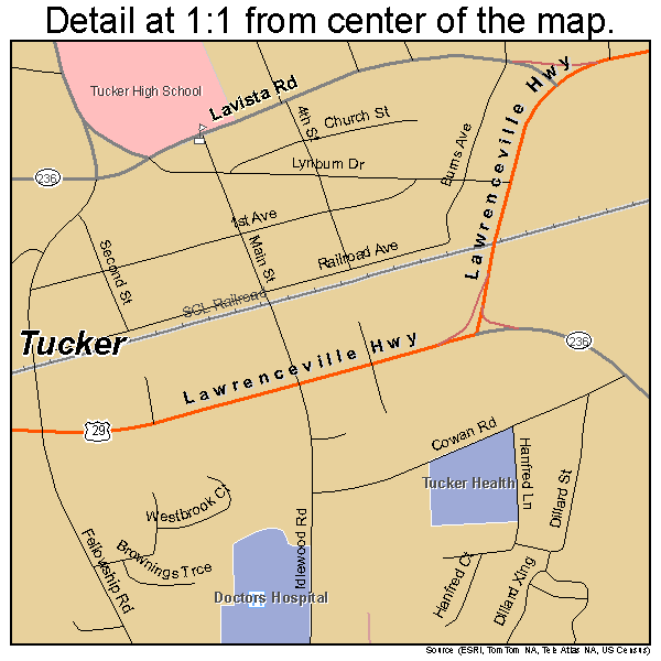 Tucker, Georgia road map detail
