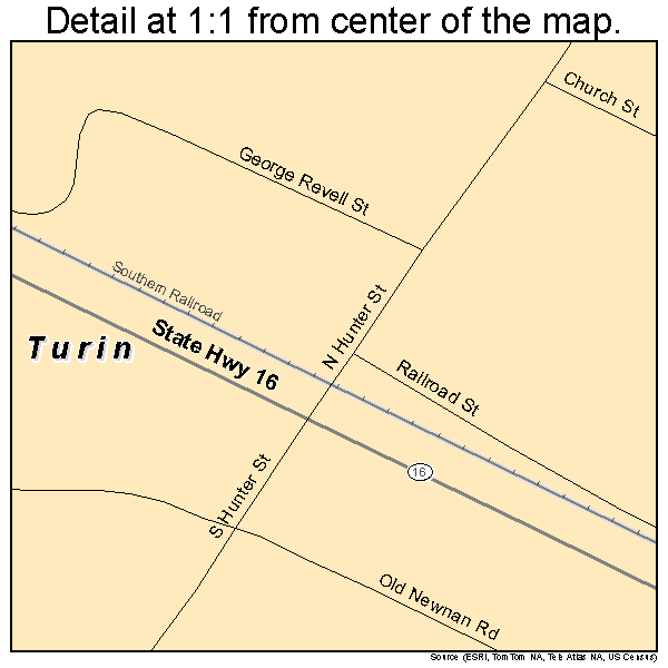 Turin, Georgia road map detail