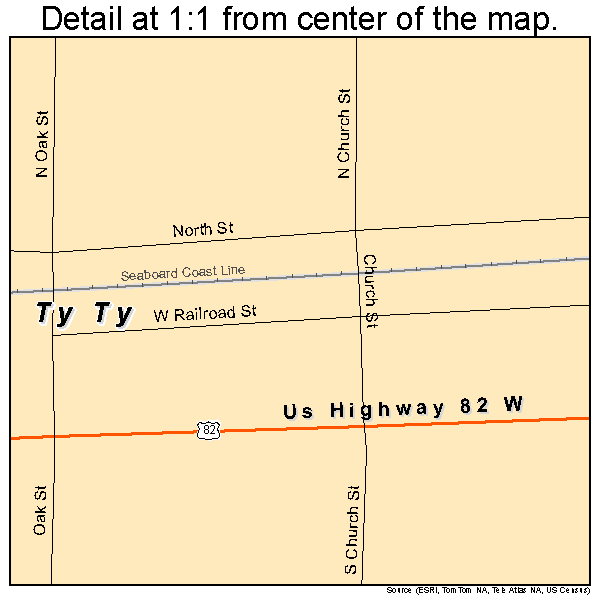 Ty Ty, Georgia road map detail