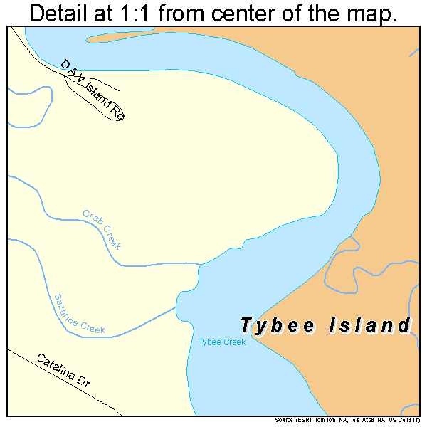 Tybee Island, Georgia road map detail