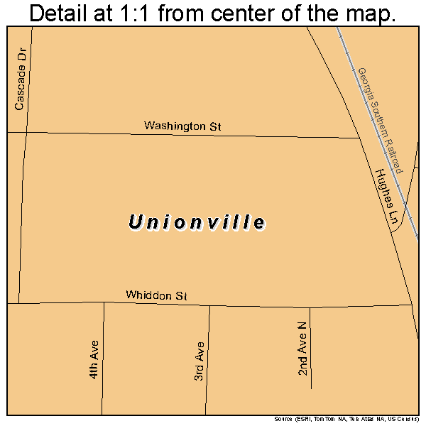 Unionville, Georgia road map detail