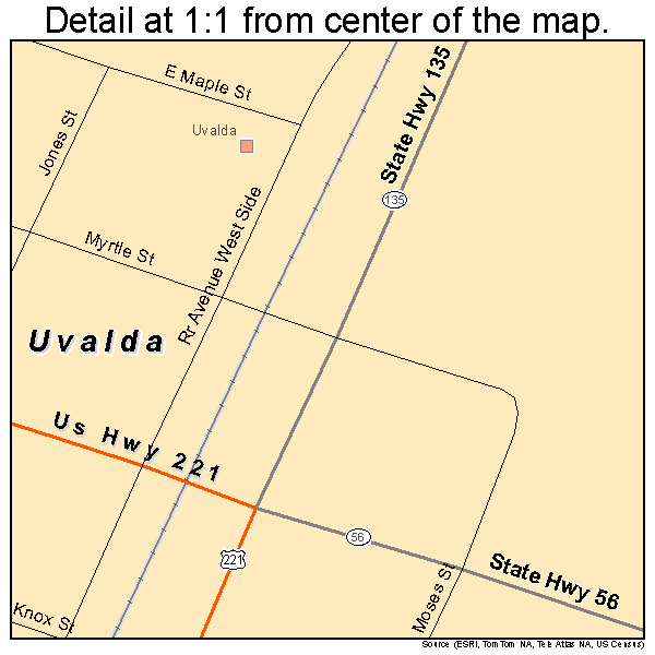 Uvalda, Georgia road map detail
