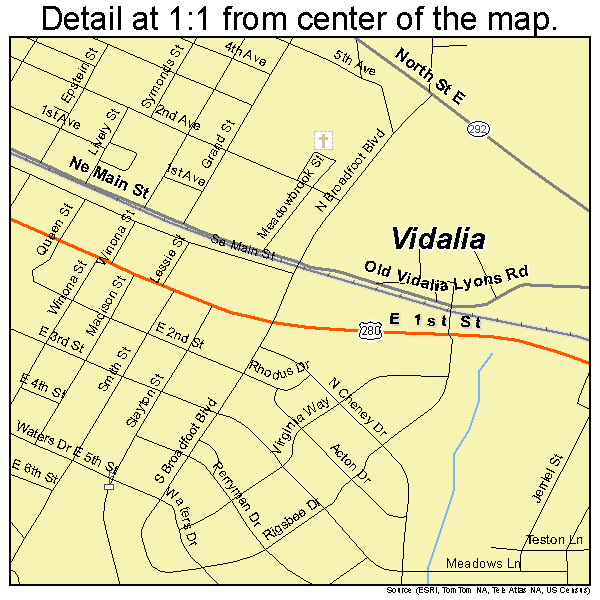 Vidalia, Georgia road map detail