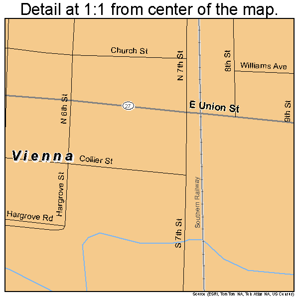 Vienna, Georgia road map detail