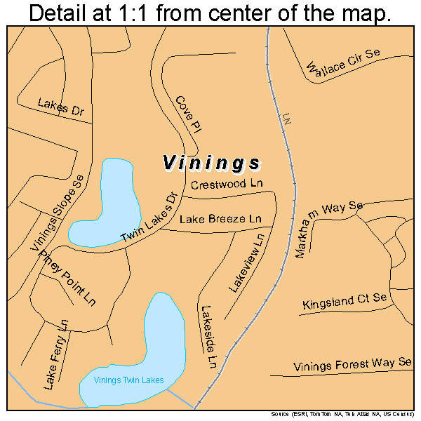 Vinings, Georgia road map detail