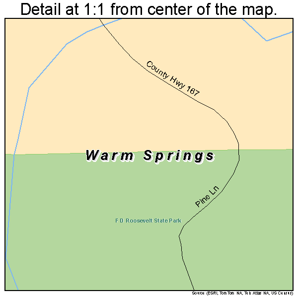 Warm Springs, Georgia road map detail