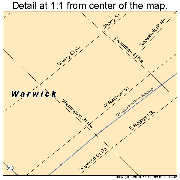 Warwick, Georgia road map detail