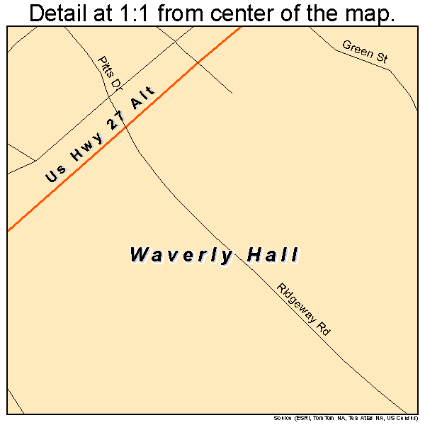 Waverly Hall, Georgia road map detail