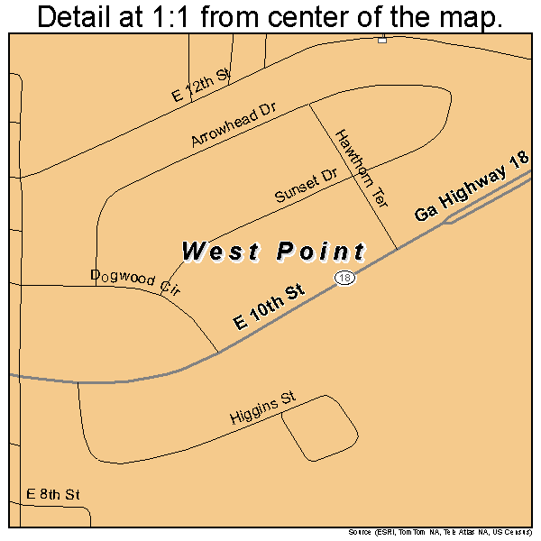 West Point, Georgia road map detail