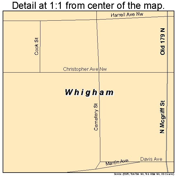 Whigham, Georgia road map detail