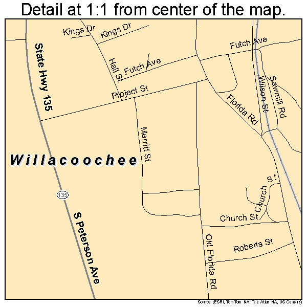 Willacoochee, Georgia road map detail