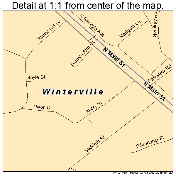 Winterville, Georgia road map detail