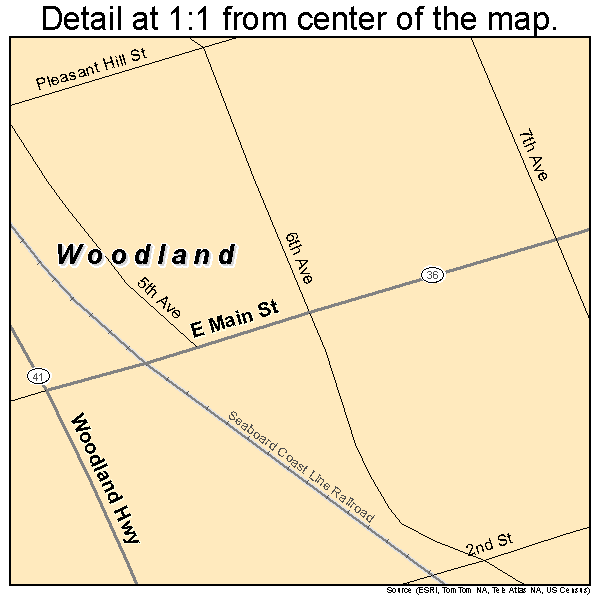 Woodland, Georgia road map detail