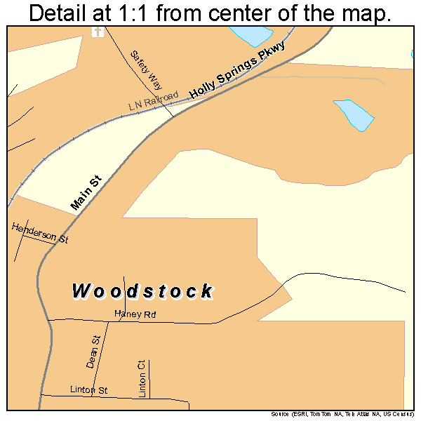Woodstock, Georgia road map detail