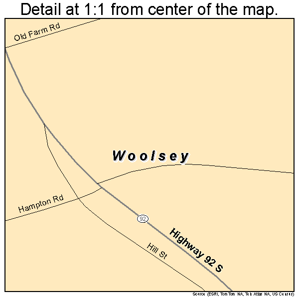 Woolsey, Georgia road map detail