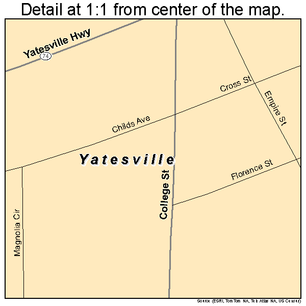 Yatesville, Georgia road map detail