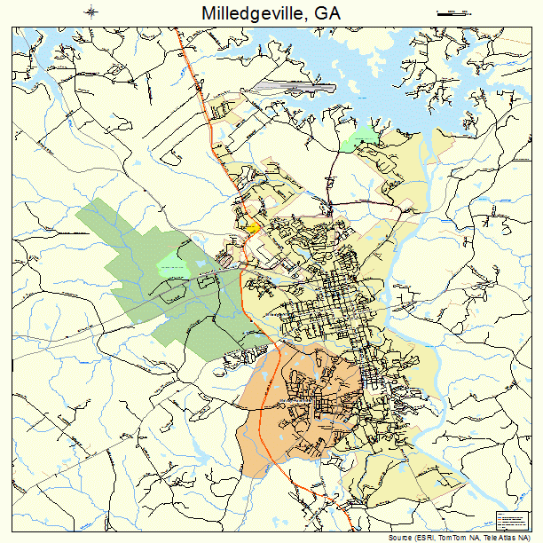 Milledgeville, GA street map