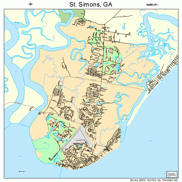 St. Simons, GA street map