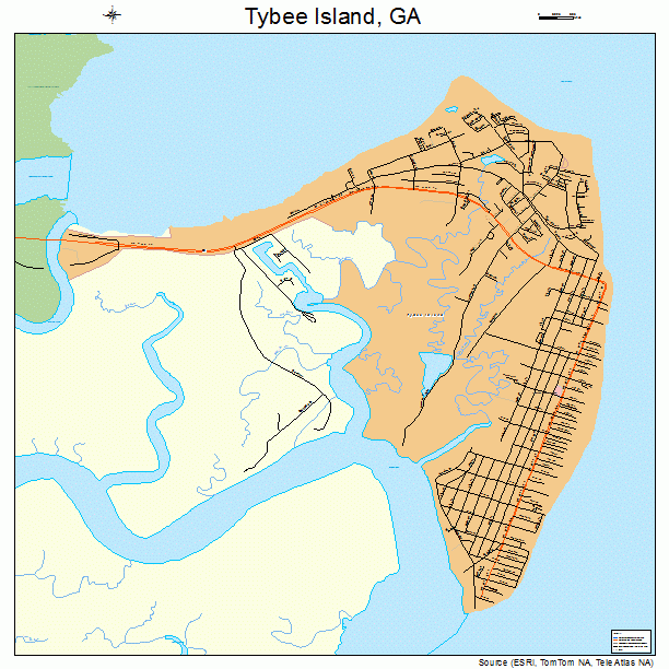 Tybee Island, GA street map