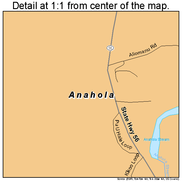 Anahola, Hawaii road map detail