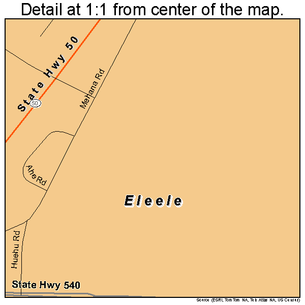 Eleele, Hawaii road map detail