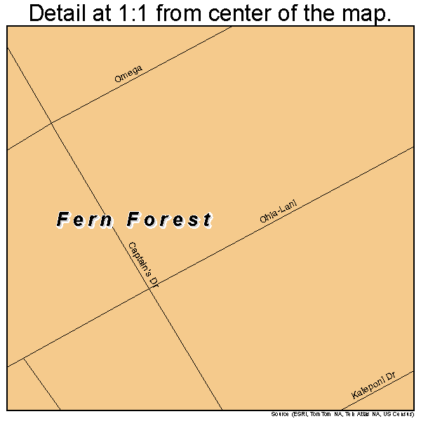 Fern Forest, Hawaii road map detail