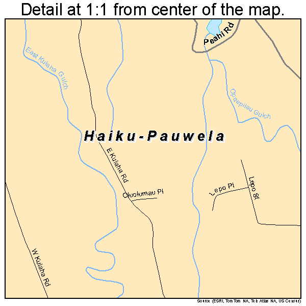 Haiku-Pauwela, Hawaii road map detail