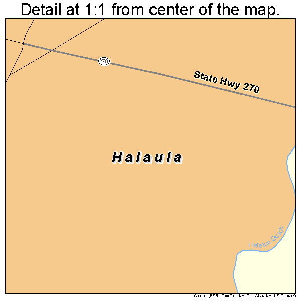 Halaula, Hawaii road map detail