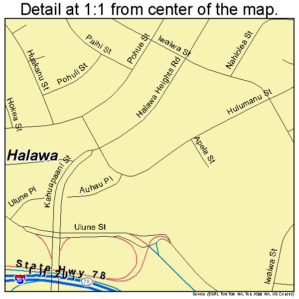 Halawa, Hawaii road map detail