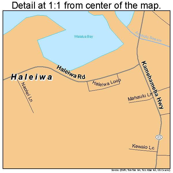 Haleiwa, Hawaii road map detail