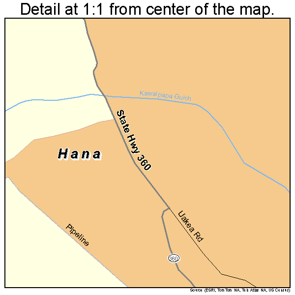 Hana, Hawaii road map detail